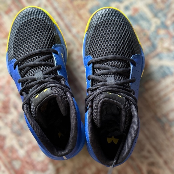 UNDER ARMOUR Kids Blue and Yellow Sneakers • Size 4Y - Picture 11 of 13